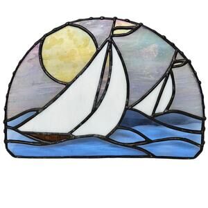 Parrish Farms Artworks West Virginia Small Stained Glass Sail Boat Coastal